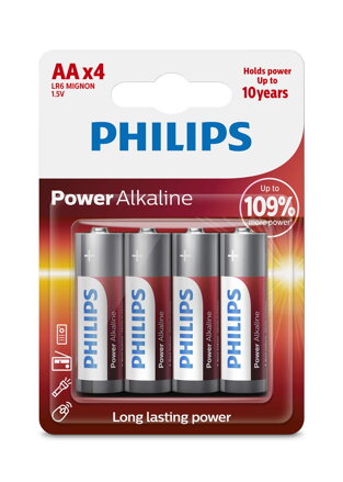 Alkalické baterie Philips 4xAA