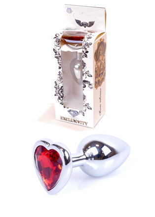 Anální ocelový šperk s červeným krystalem